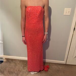 Lillie Rubin Pink Sequin Halter Gown for Prom